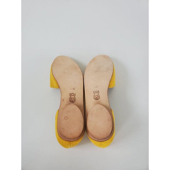 Tony Blanco Anthropologie Mustard Yellow Flats Size 40 US 9.5 - 10 Suede Shoes - Picture 7 of 15